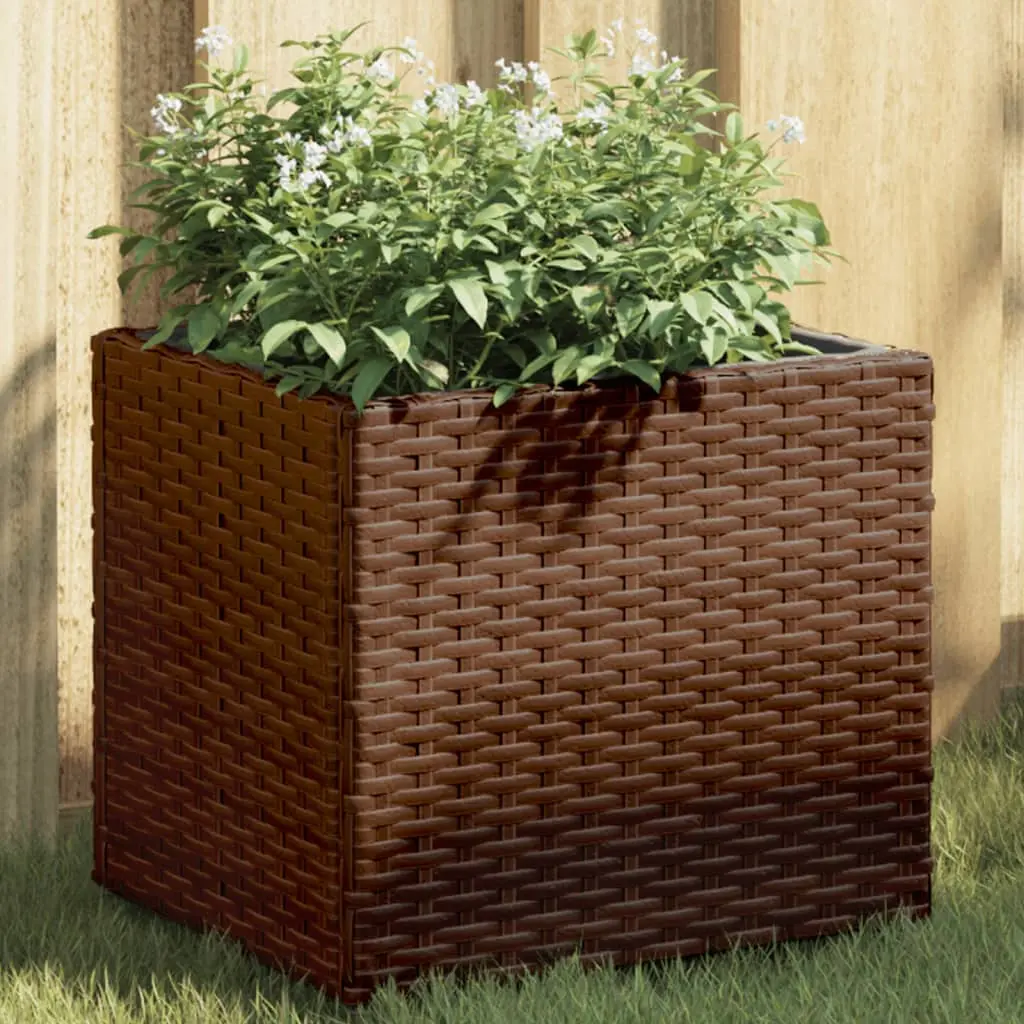 Fioriere da Giardino 2 pz Marrone 36x30x32 cm in Polyrattan