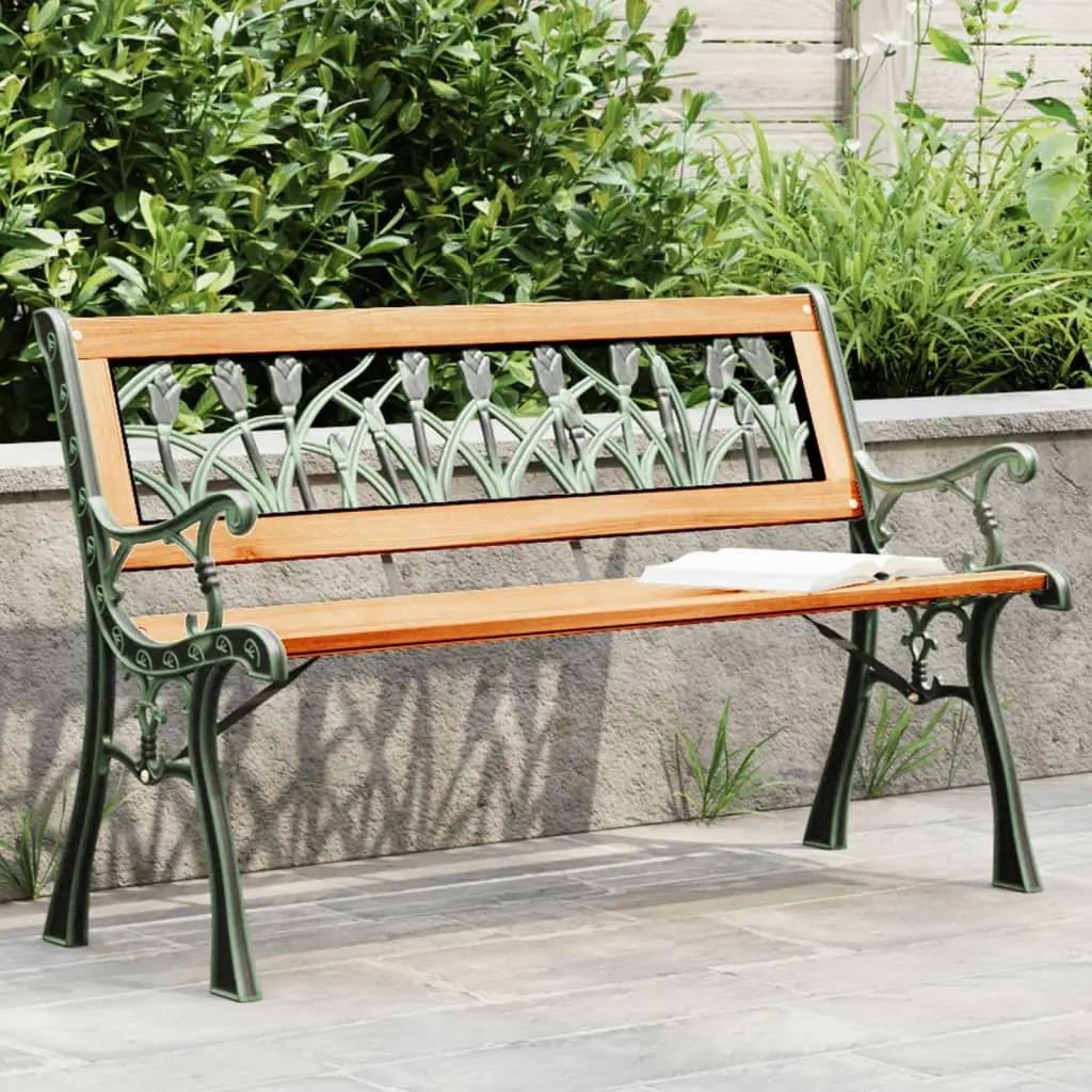 Panca da Giardino 116 cm in Legno Massello di Abete e Acciaio