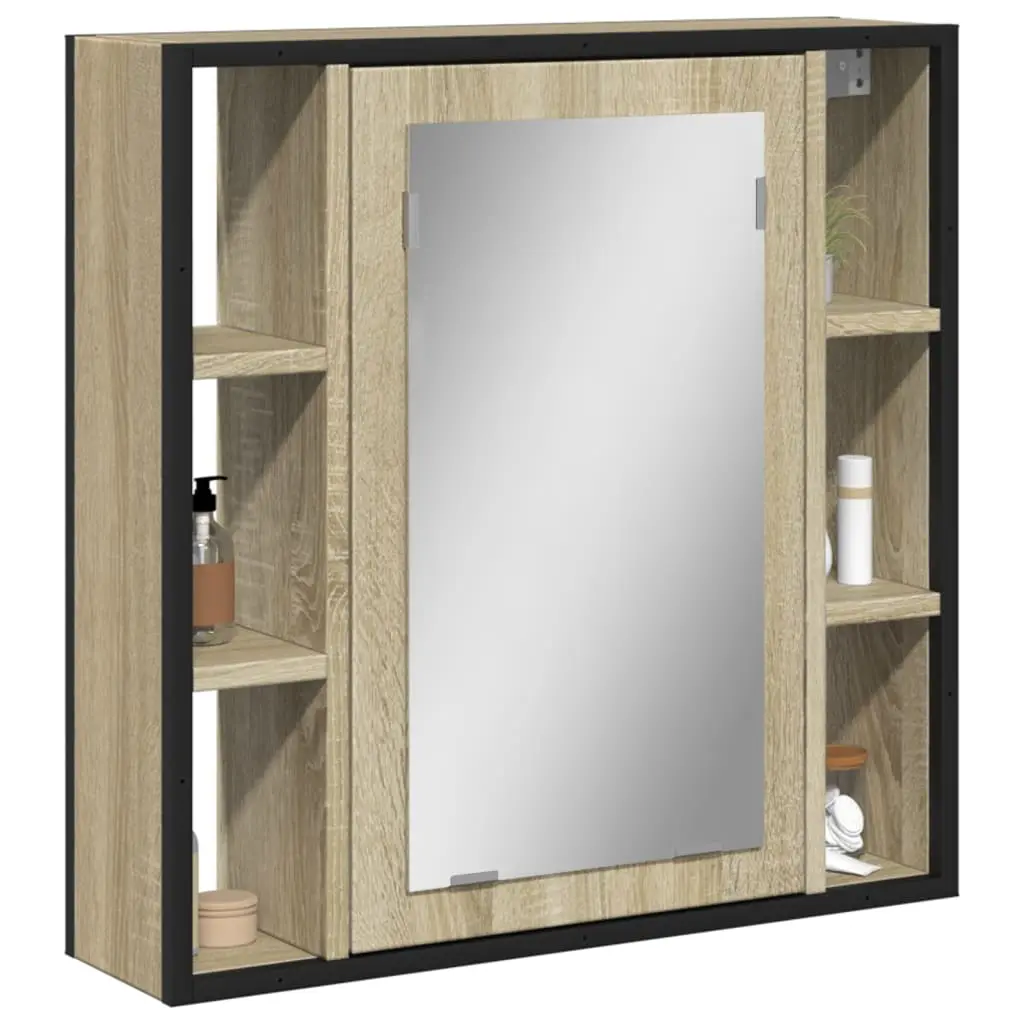 Mobile Bagno con Specchio Rovere Sonoma 60x16x60 cm Multistrato