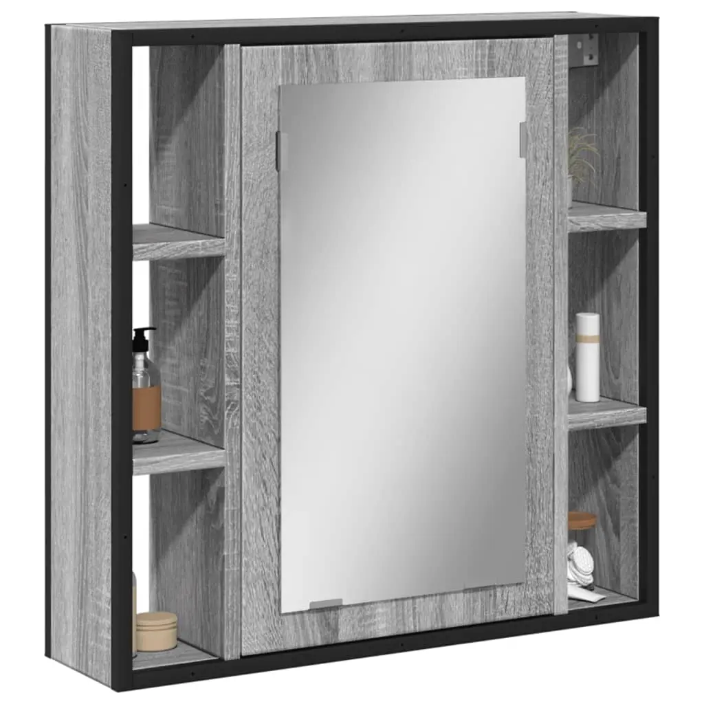 Mobile Specchio da Bagno Grigio Sonoma 60x16x60 cm Multistrato