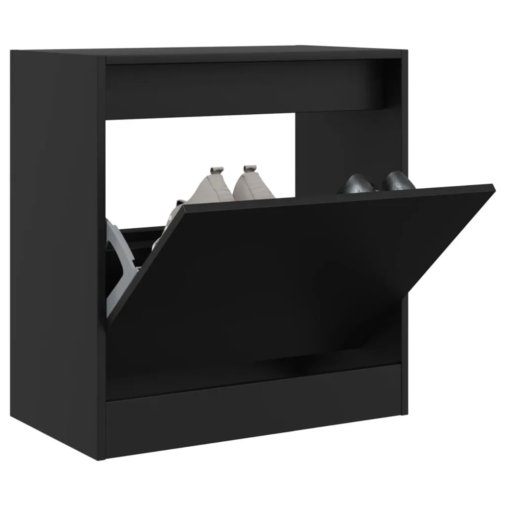 vidaXL Scarpiera Nera 60x34x63,5 cm in Legno Multistrato