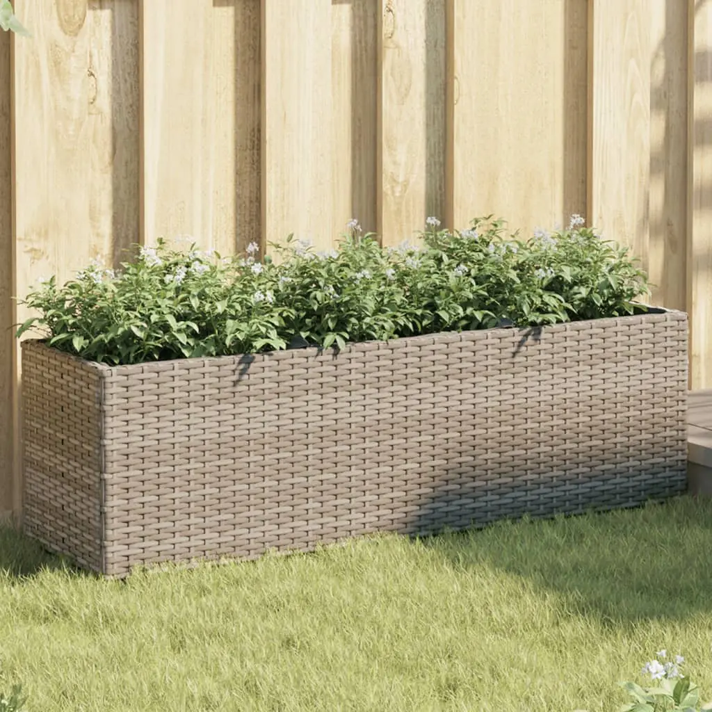 Fioriera da Giardino con 3 Vasi Grigia 105x30x32 cm Polyrattan