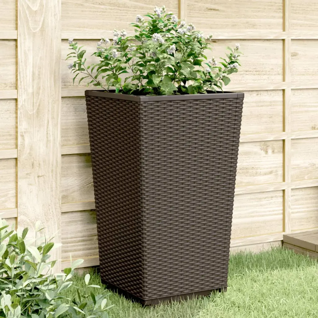 Fioriere da Giardino 4 pz Marrone 32,5x32,5x57 cm in PP