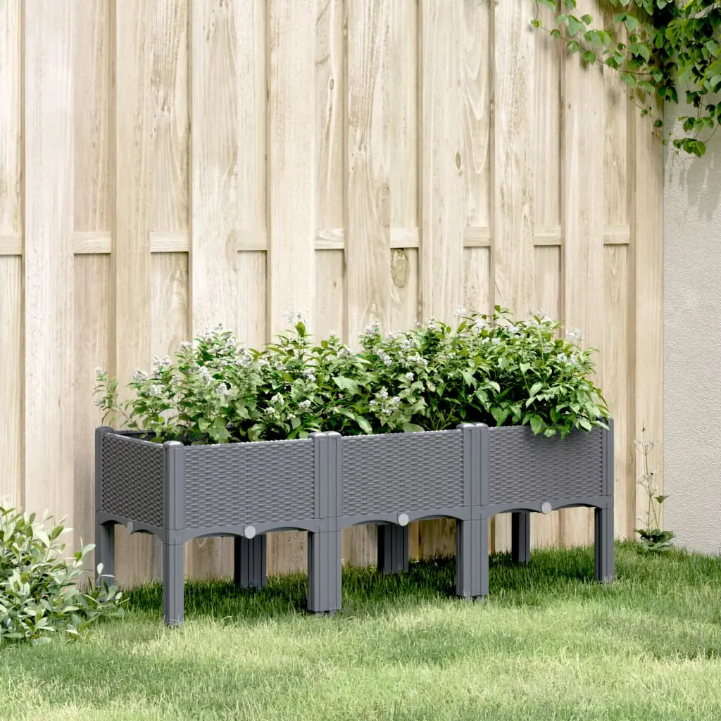 Fioriera da Giardino con Gambe Grigia 120x40x42 cm in PP