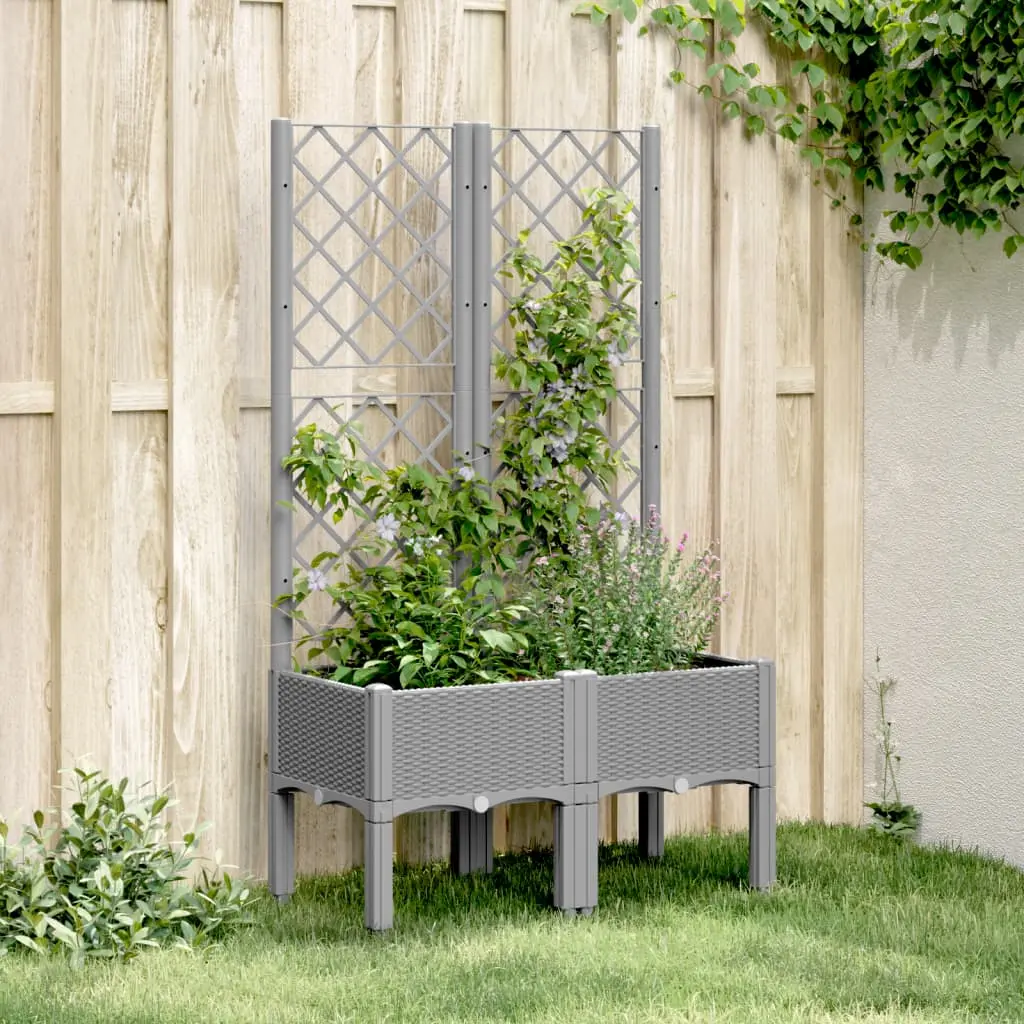 Fioriera da Giardino con Graticcio Grigio Chiaro 80x40x142cm PP