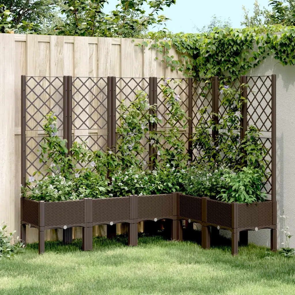 Fioriera Giardino con Graticcio Marrone 160x120x142 cm in PP