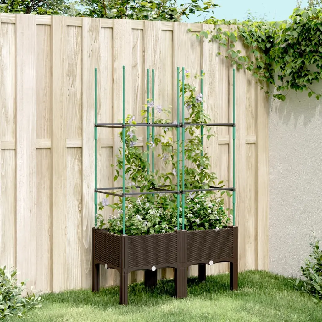 Fioriera da Giardino con Traliccio Marrone 80x40x142,5 cm in PP