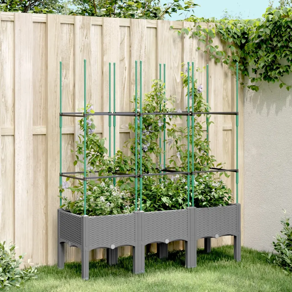 Fioriera Giardino con Traliccio Grigio Chiaro 120x40x142,5cm PP