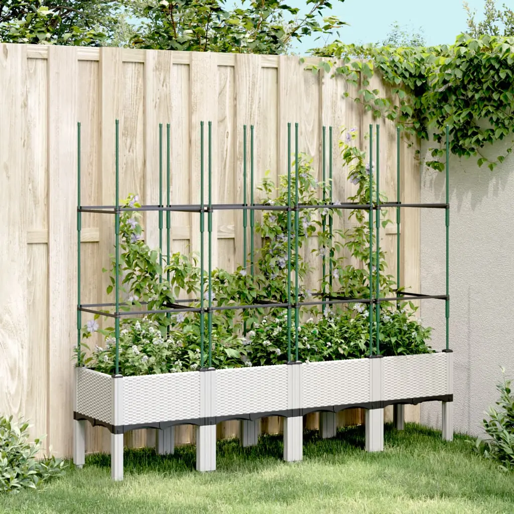 Fioriera da Giardino con Graticcio Bianco 160x40x142,5 cm PP