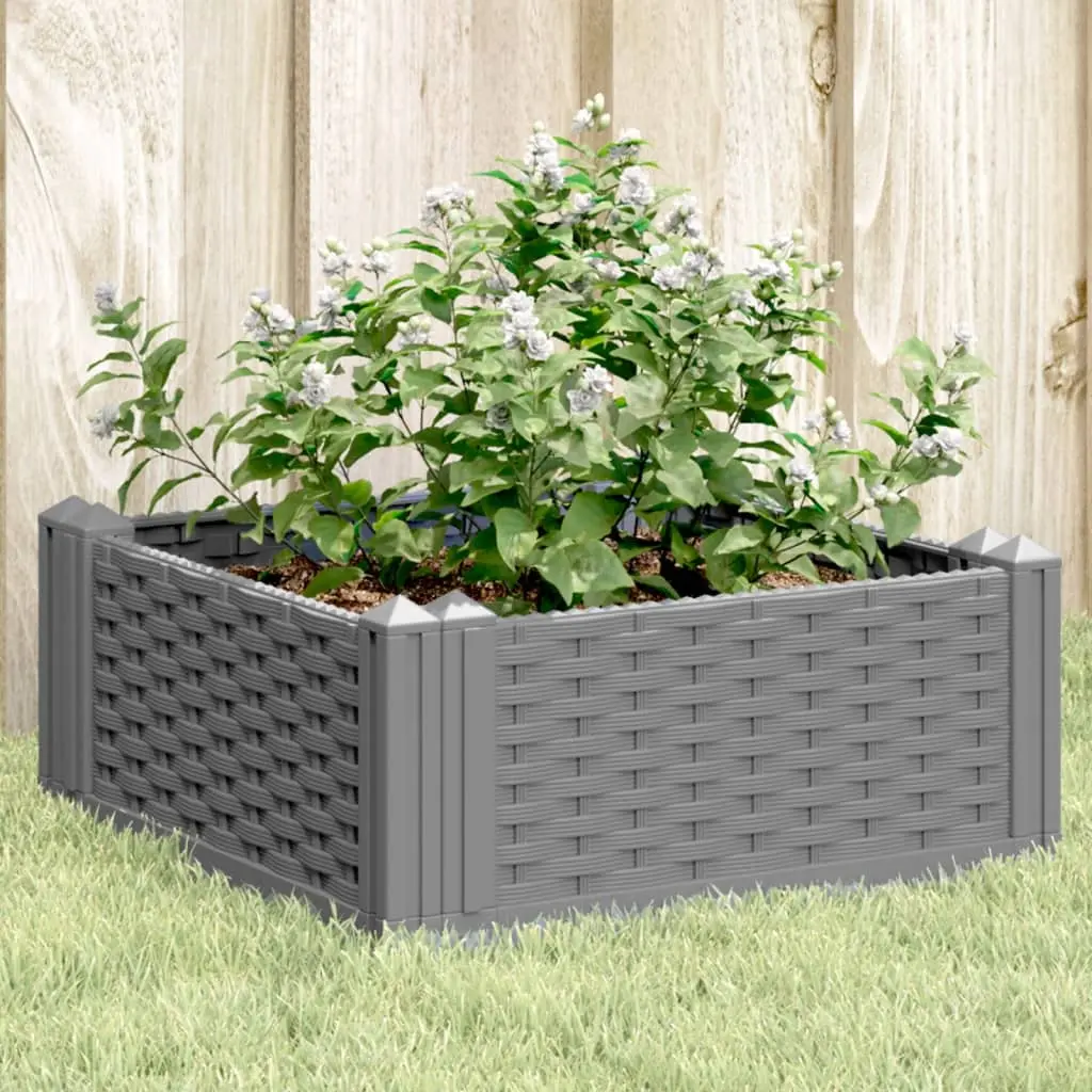 Fioriera da Giardino con Picchetti Grigia 42,5x42,5x28,5 cm PP