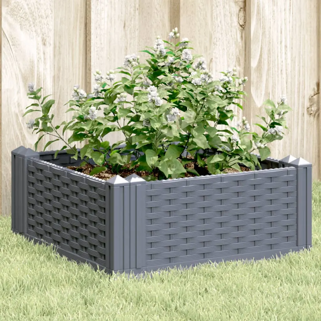 Fioriera da Giardino con Picchetti Grigia 42,5x42,5x28,5 cm PP