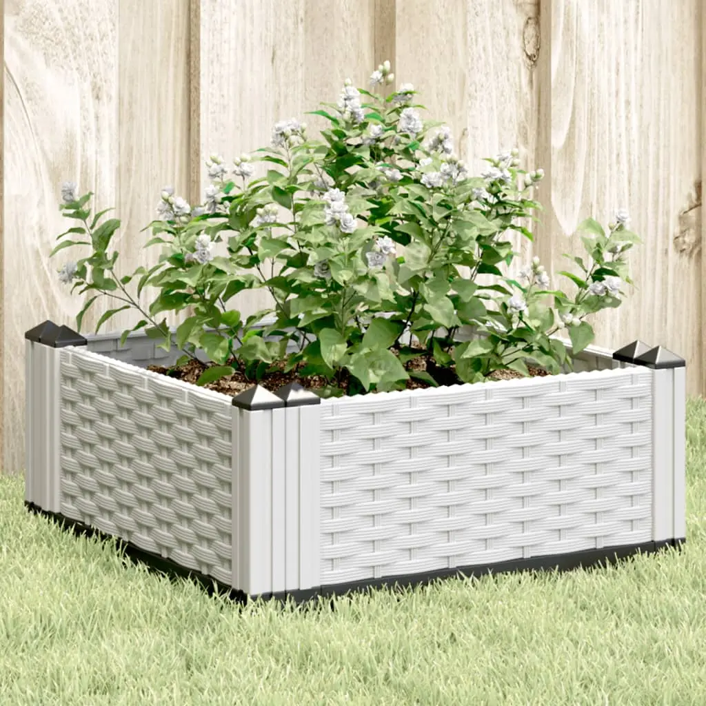 Fioriera da Giardino con Picchetti Bianca 42,5x42,5x28,5 cm PP