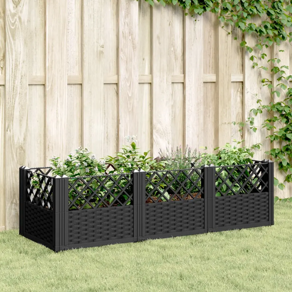 Fioriera da Giardino con Picchetti Nera 123,5x43,5x43,5 cm PP