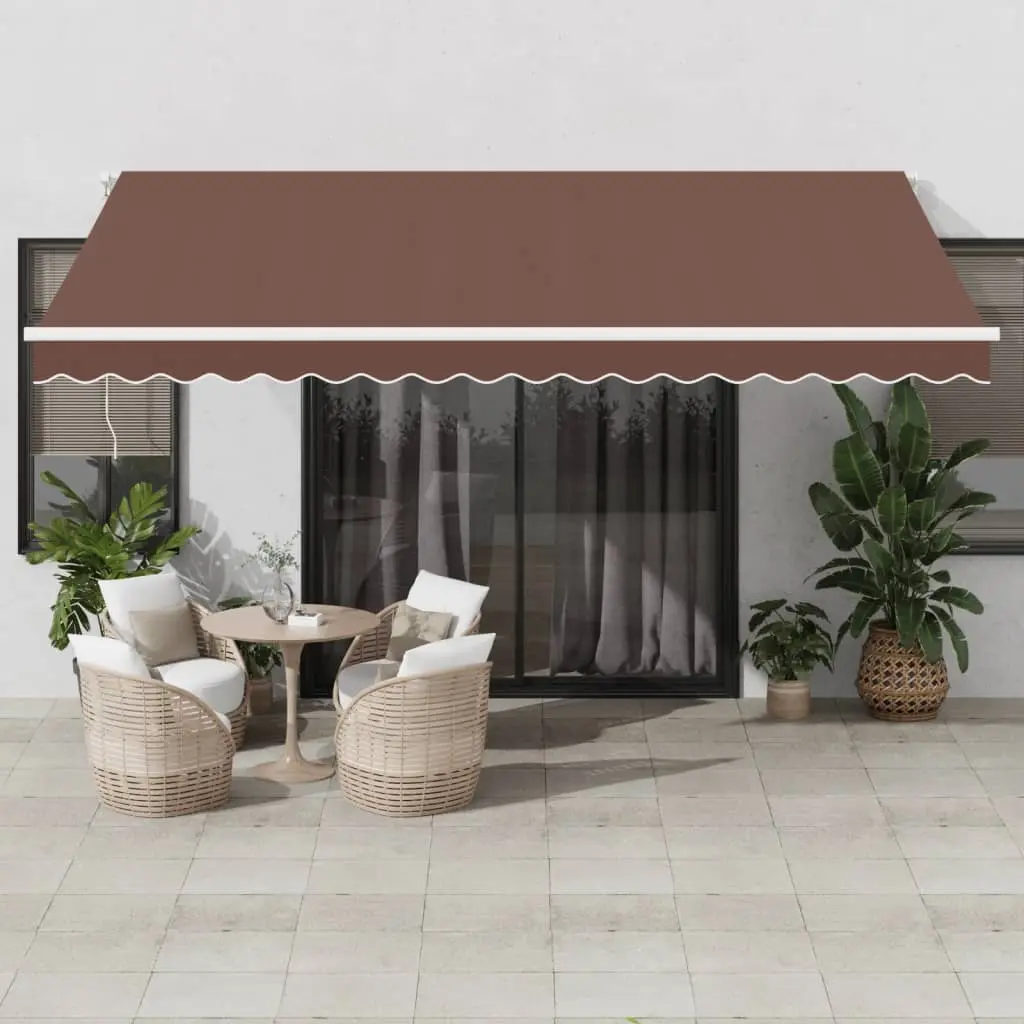 Tenda Retrattile Manuale con LED 450x300 cm Marrone