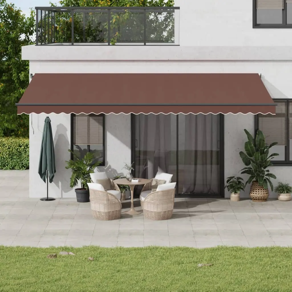 Tenda da Sole Retrattile Automatica con LED Marrone 600x350 cm