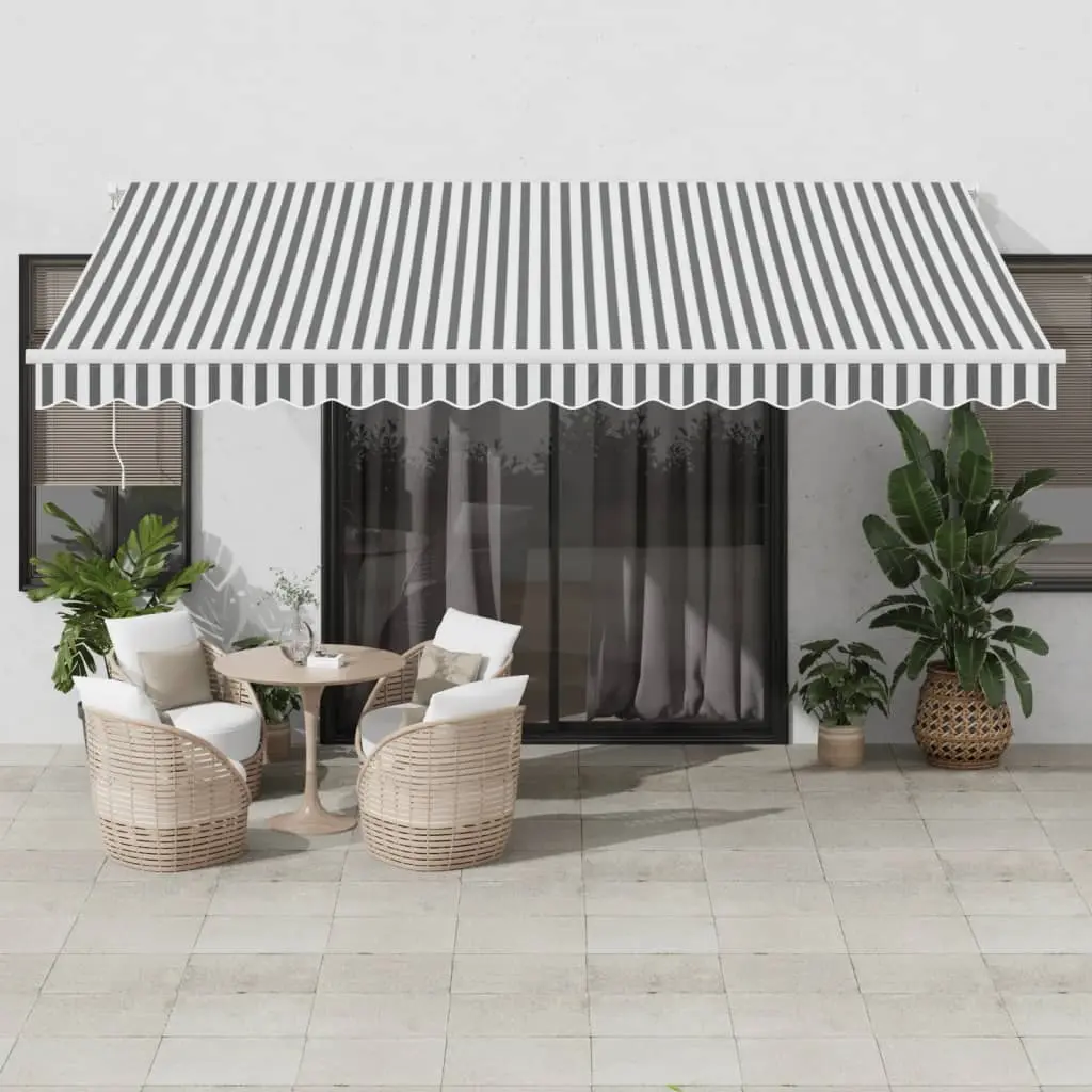 Tenda Sole Retrattile Automatica 450x350 cm Antracite e Bianco