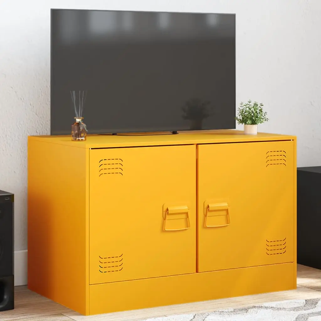 Mobili TV 2 pz Giallo Senape 67x39x44 cm in Acciaio