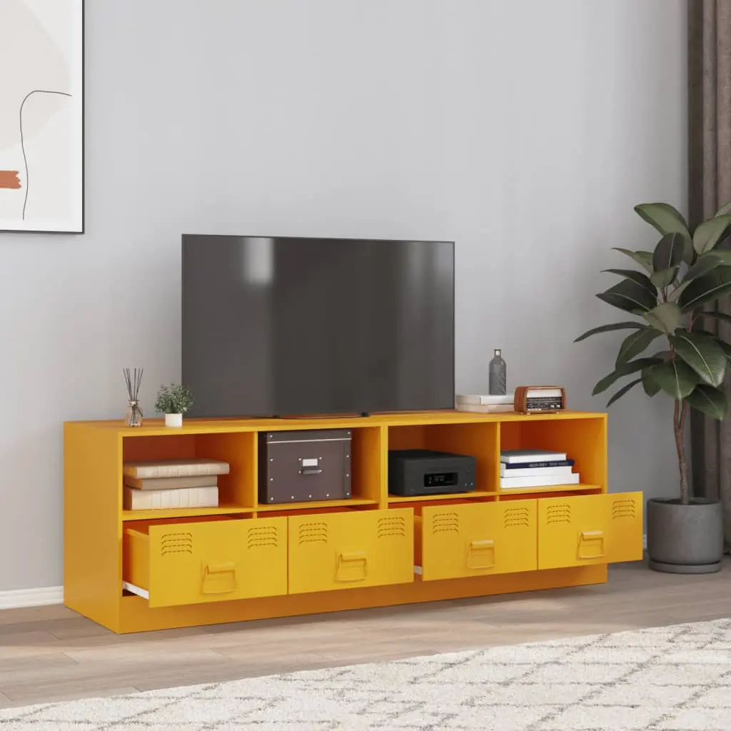 Mobili TV 2 pz Giallo Senape 67x39x44 cm in Acciaio