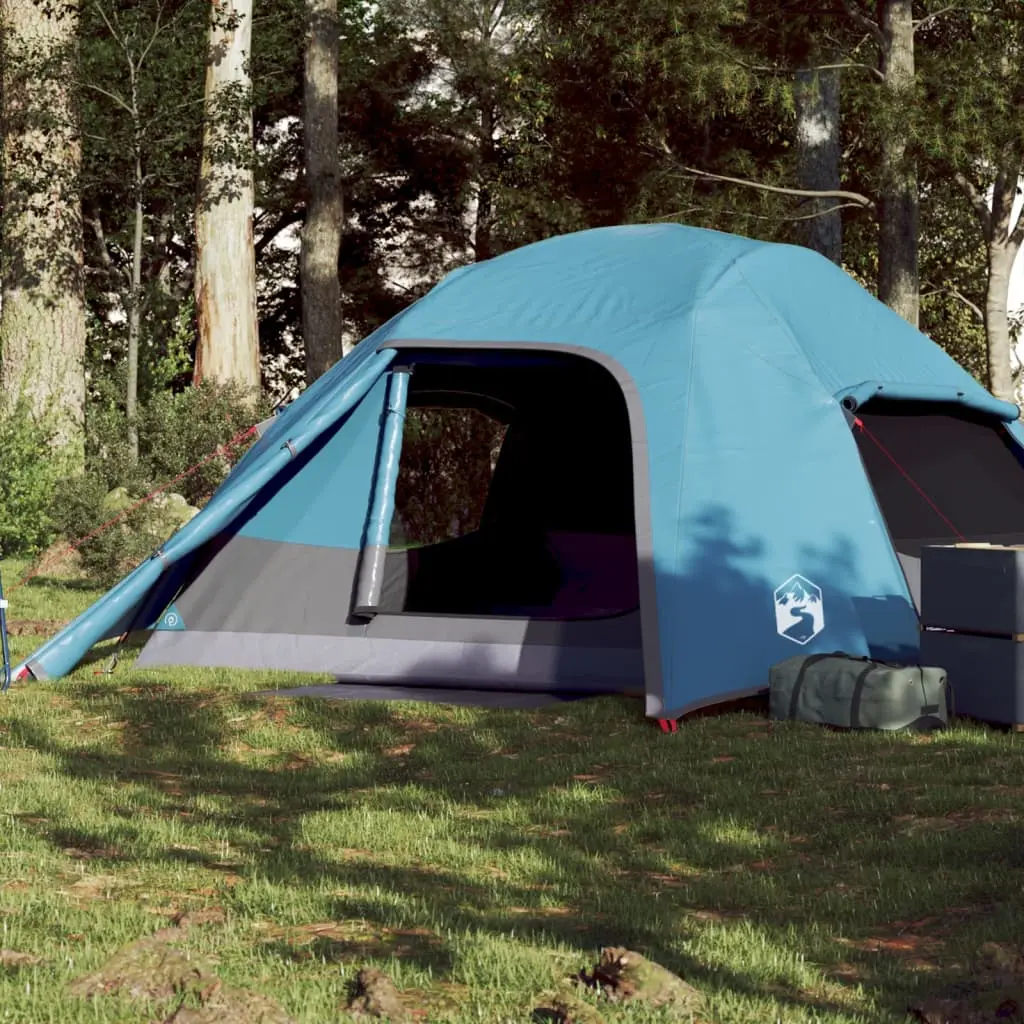 Tenda da Campeggio a Cupola per 4 Persone Blu Impermeabile