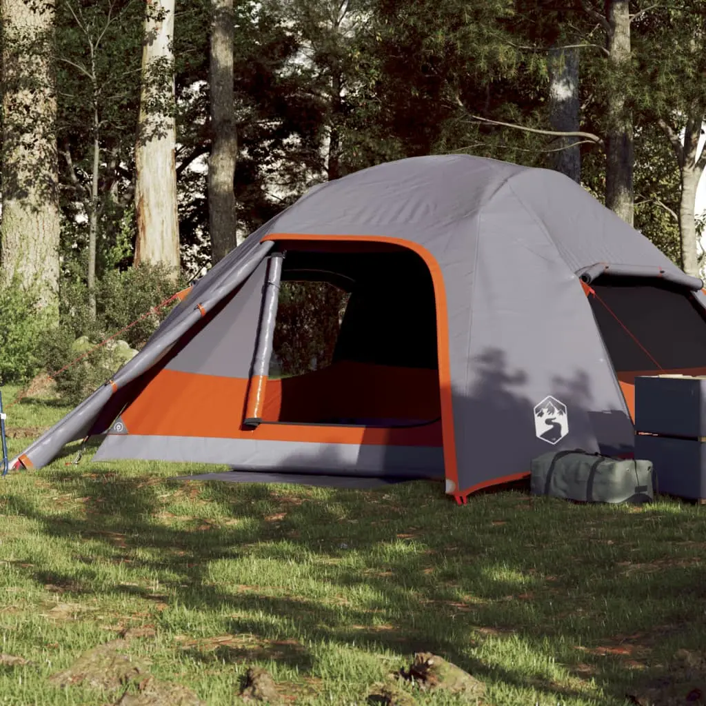 Tenda da Campeggio a Cupola 4 Persone Grigio e Arancione