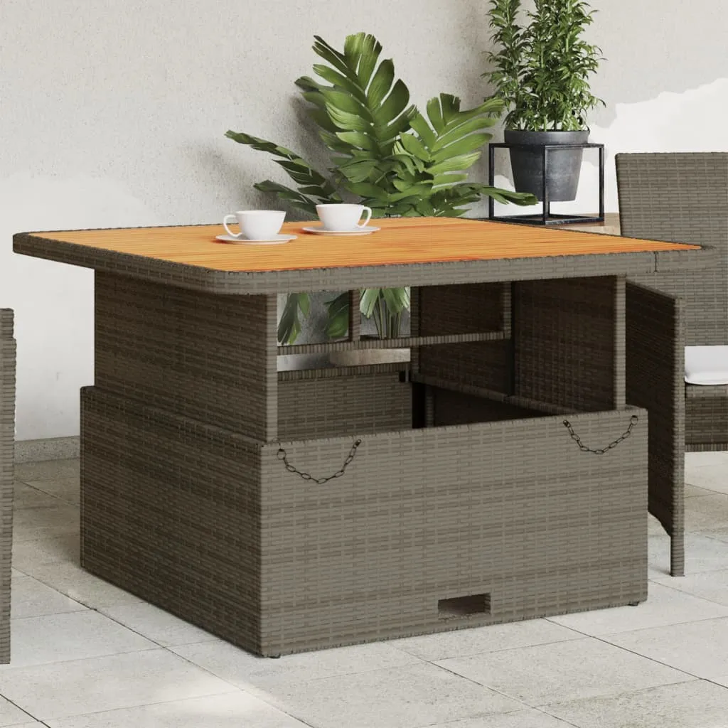 vidaXL Tavolo Giardino Grigio 110x110x71cm Polyrattan Legno di Acacia