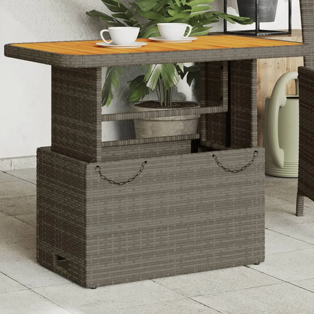 vidaXL Tavolo Giardino Grigio 90x55x71 cm in Polyrattan e Legno Acacia