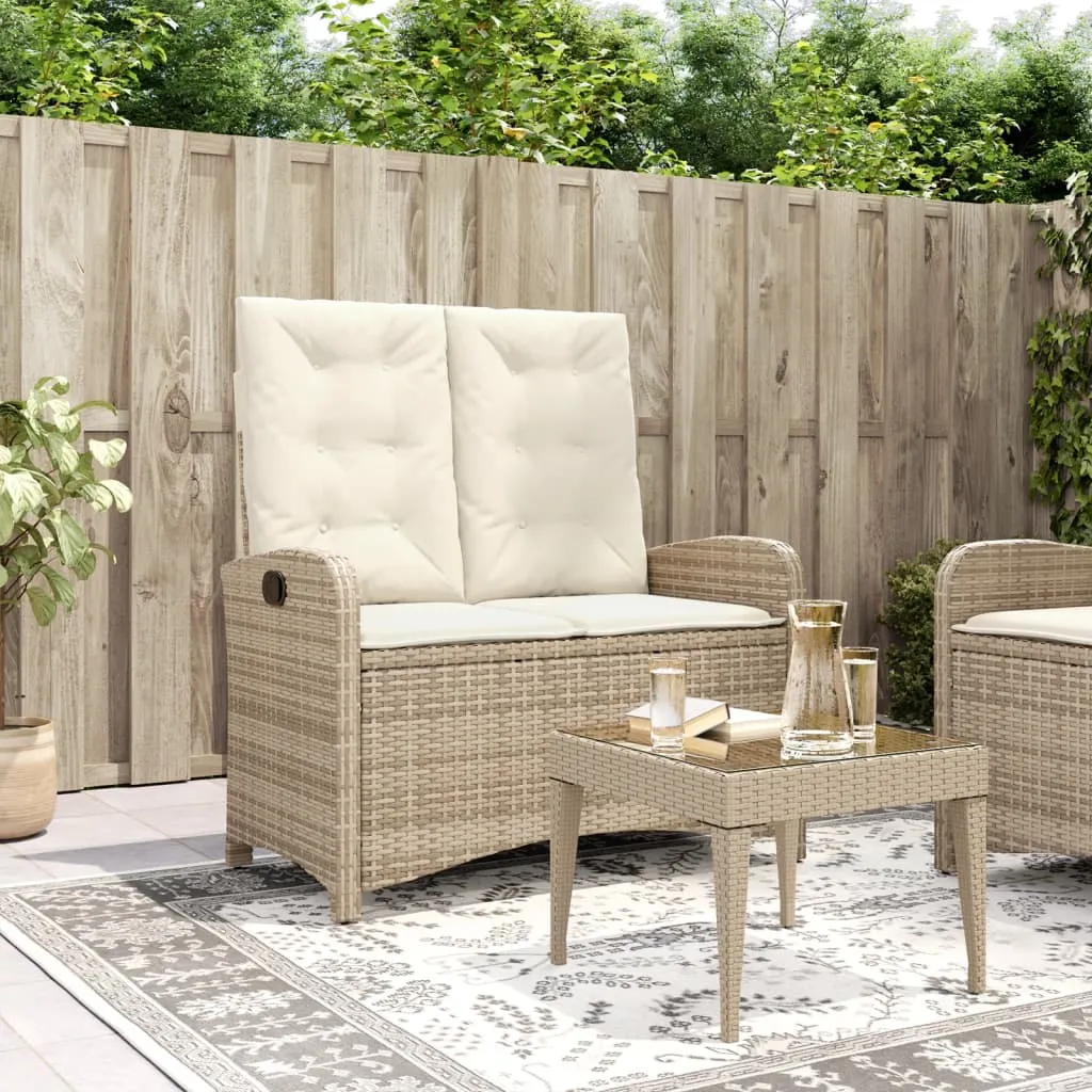 vidaXL Panca Reclinabile da Giardino con Cuscini Beige in Polyrattan