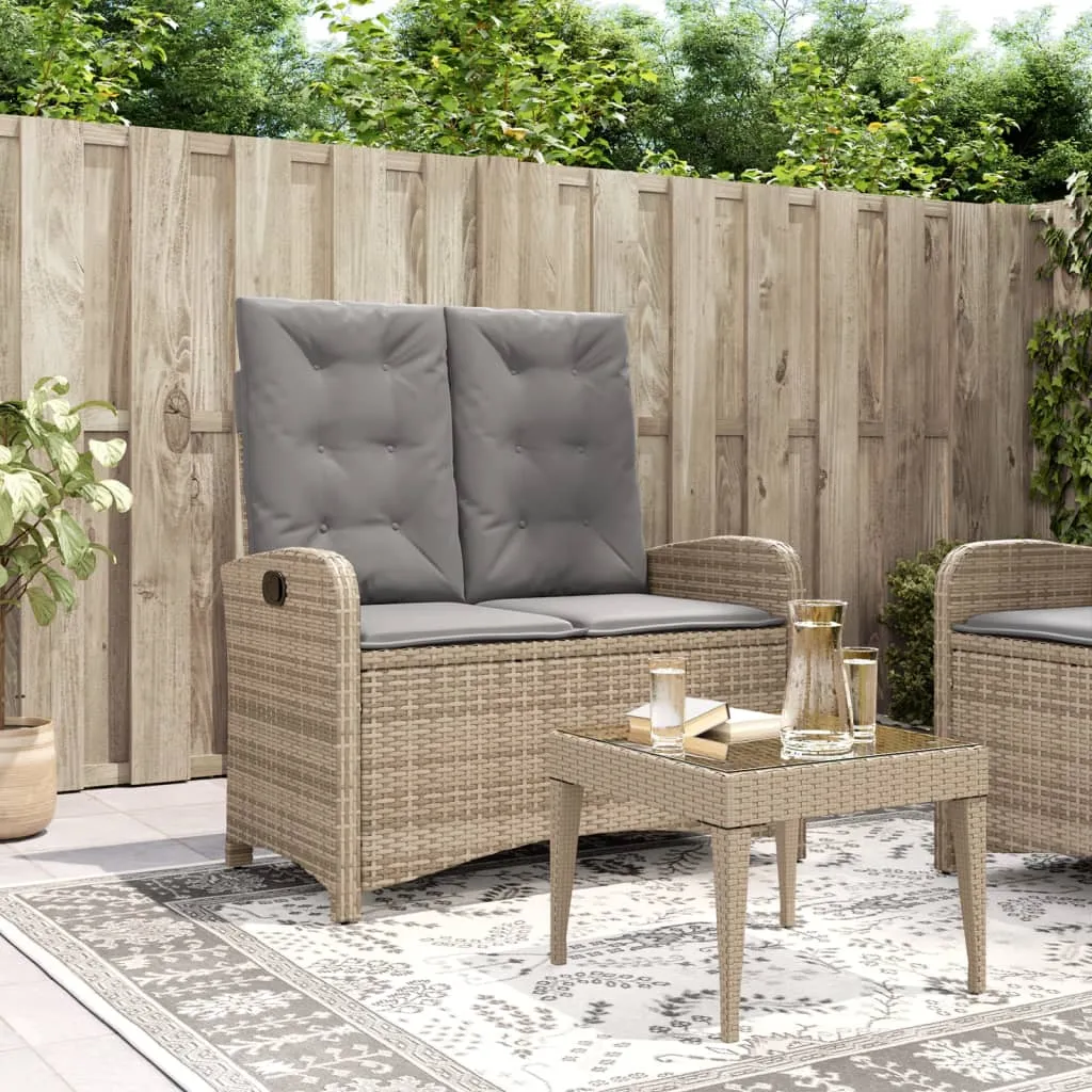 vidaXL Panca Reclinabile da Giardino con Cuscini Beige in Polyrattan