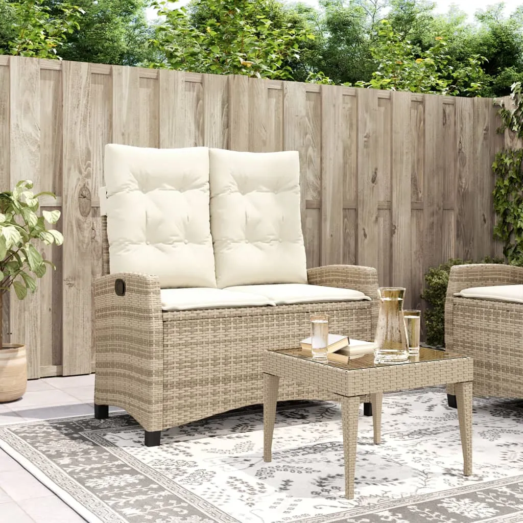 vidaXL Panca Reclinabile da Giardino con Cuscini Beige in Polyrattan