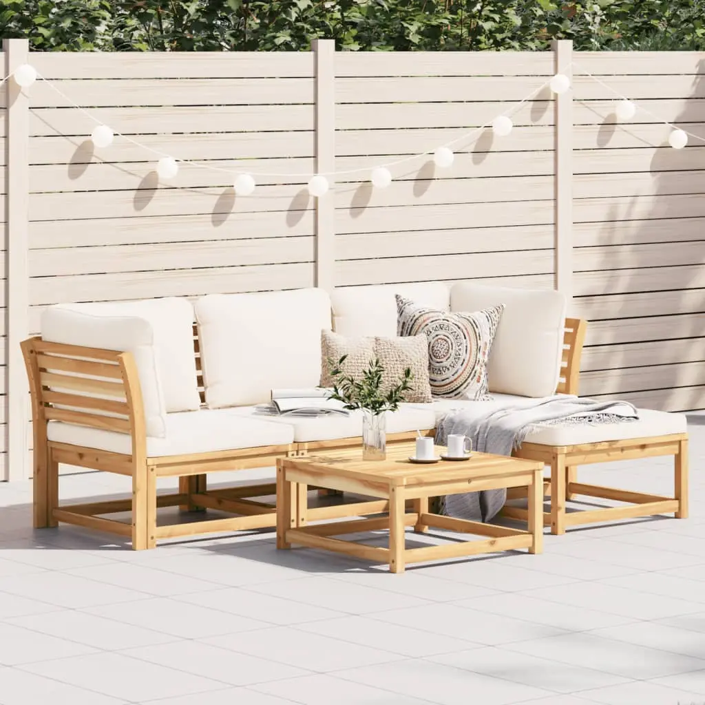 Set Salotto da Giardino 5 pz con Cuscini Legno Massello Acacia