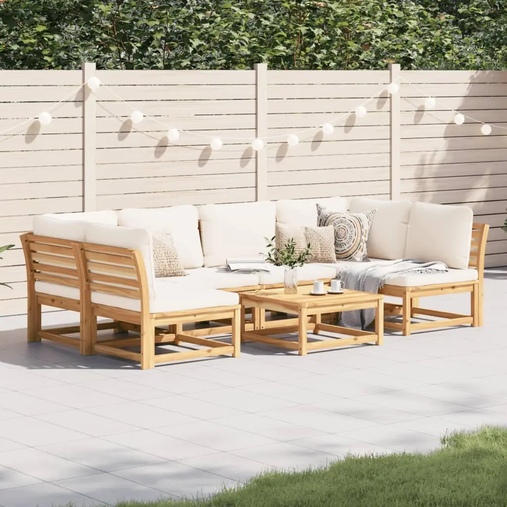 Set Salotto da Giardino 7 pz con Cuscini Legno Massello Acacia