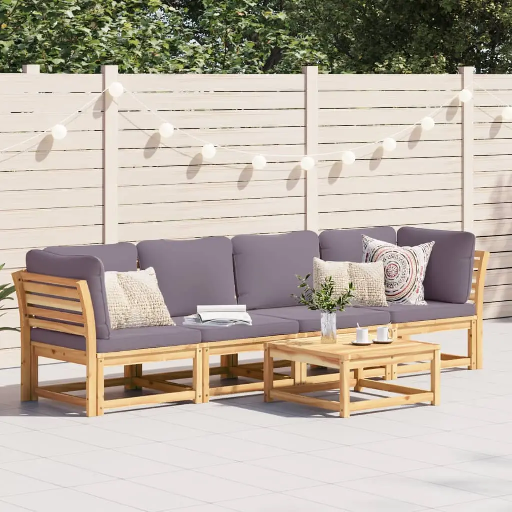 Set Salotto da Giardino 4pz con Cuscini Legno Massello Acacia