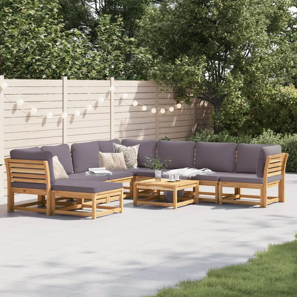 Set Salotto Giardino 9 pz con Cuscini Legno Massello di Acacia