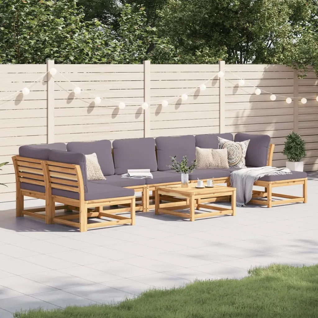 Set Salotto da Giardino 8 pz con Cuscini Legno Massello Acacia