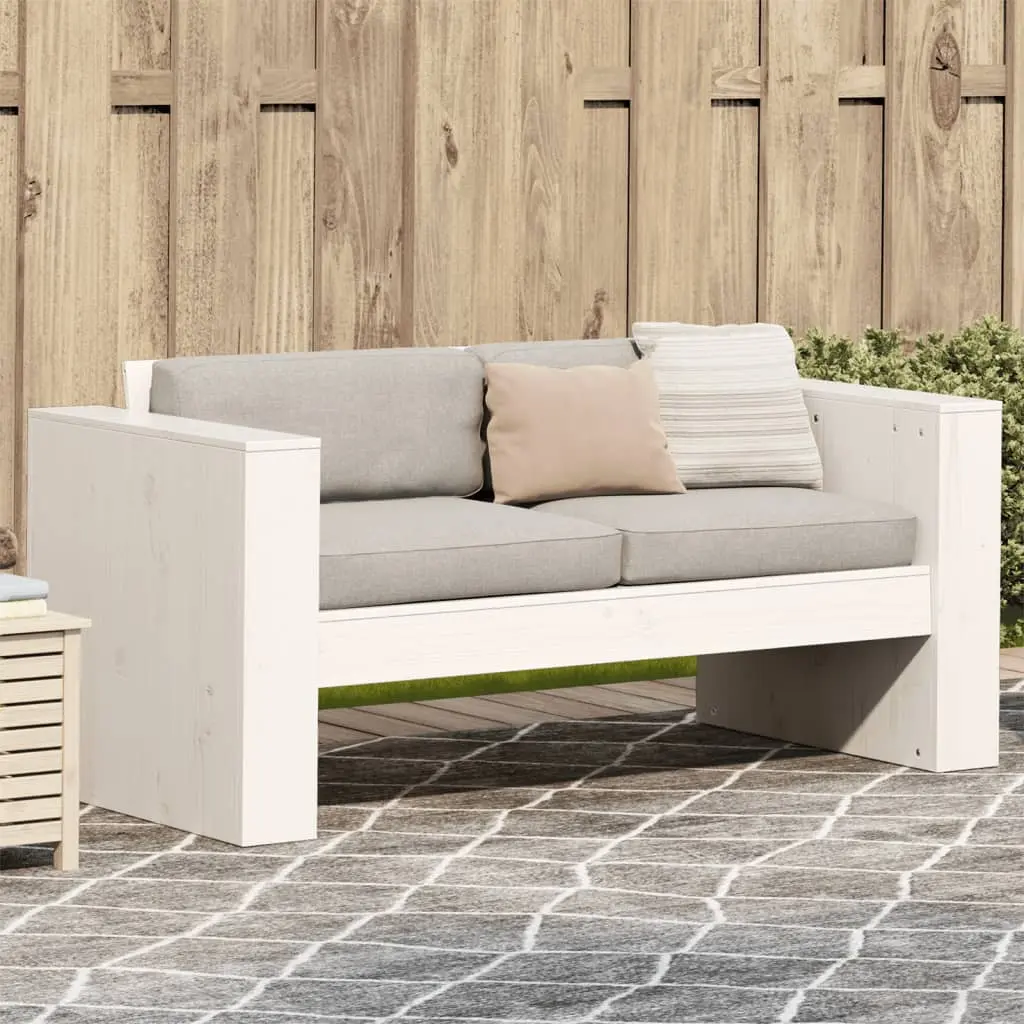 Divano Giardino 2 Posti Bianco 134x60x62 cm Legno Massello Pino