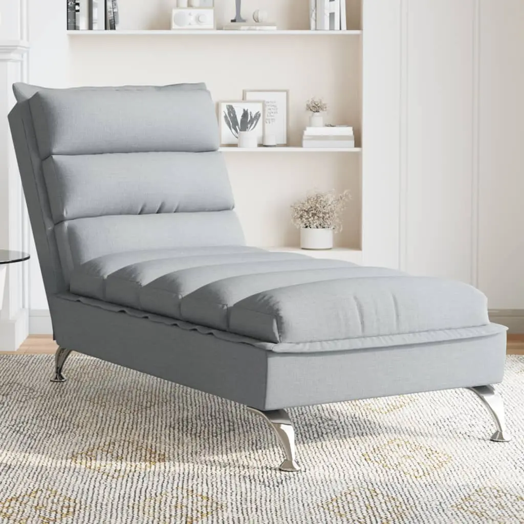 Chaise Longue con Cuscini Grigio Chiaro in Tessuto