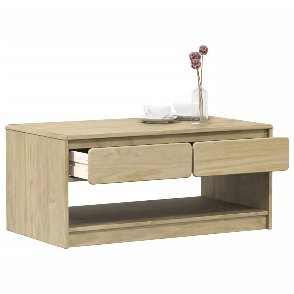 Tavolino Salotto SAUDA Rovere 99x55x45 cm Legno Massello Pino