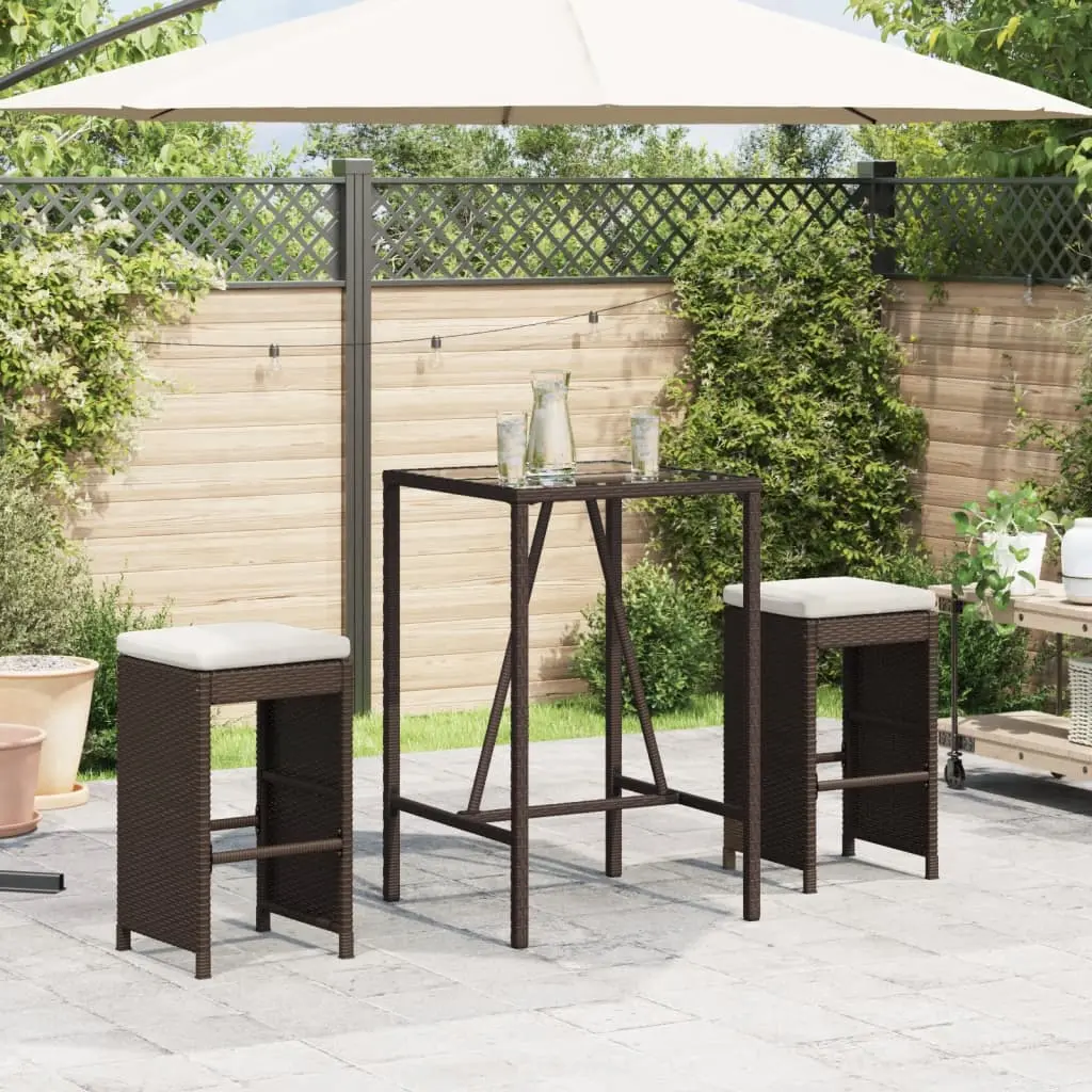 Sgabelli da Bar con Cuscini 2 pz Marroni in Polyrattan