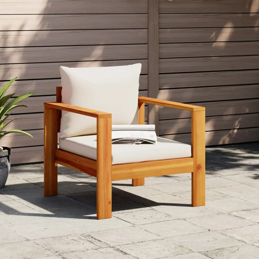 Sedia da Giardino con Cuscini in Legno Massello di Acacia