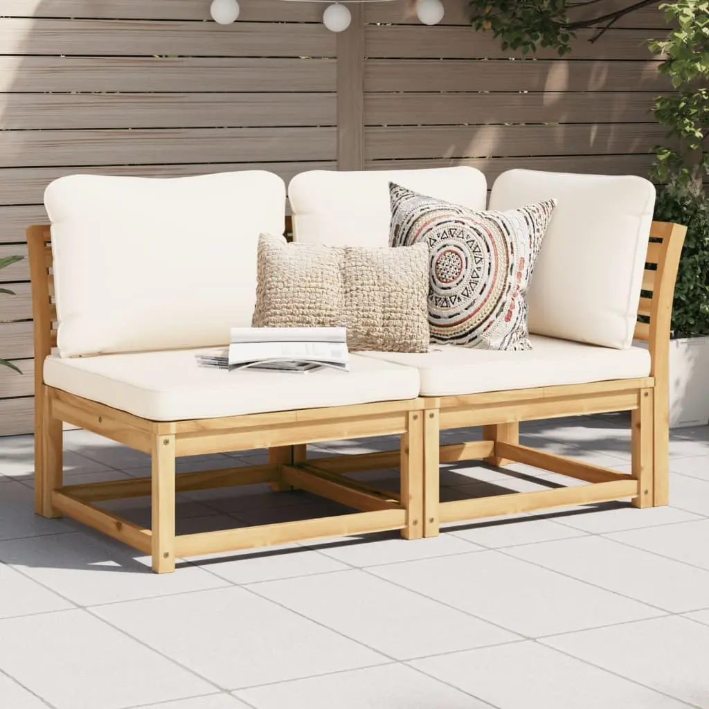 Set Salotto da Giardino 2 pz con Cuscini Legno Massello Acacia