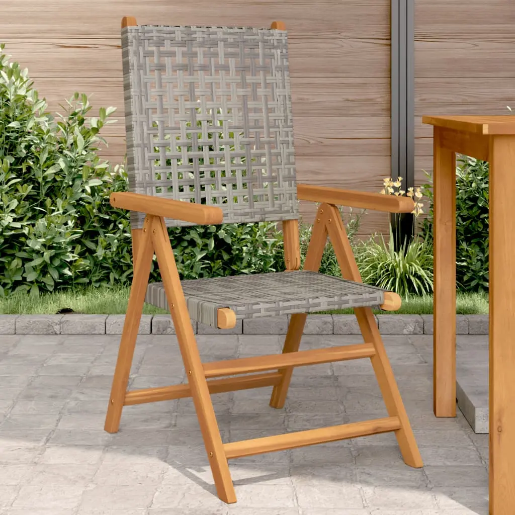 Sedie da Giardino 2pz Grigie Legno Massello Acacia e Polyrattan