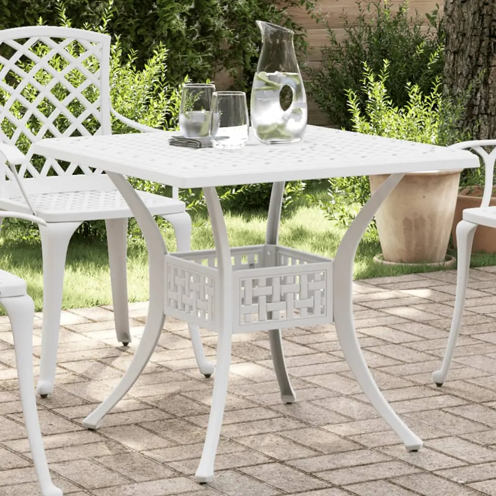 Tavolo da Giardino Bianco 80x80x75 cm in Alluminio Pressofuso