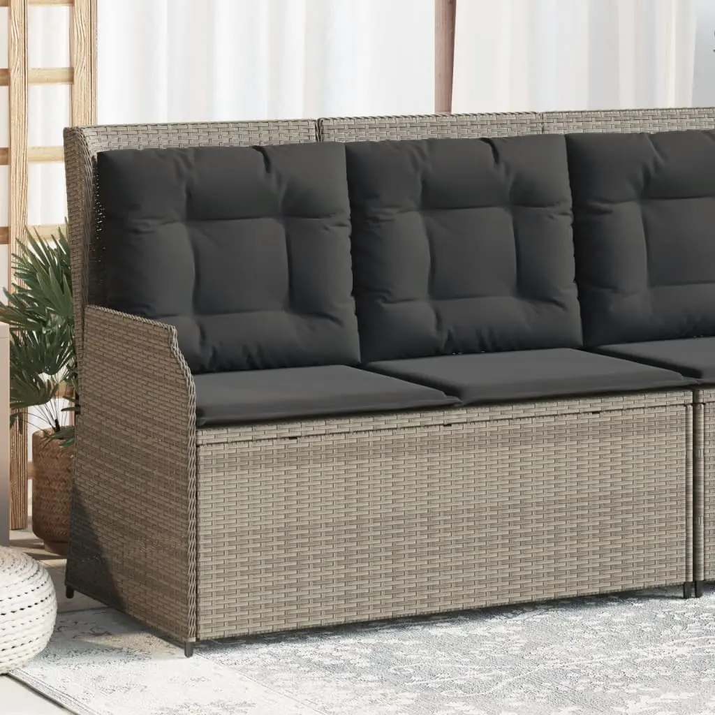 Panca Reclinabile Giardino con Cuscini Grigio Chiaro Polyrattan