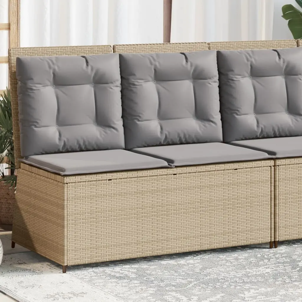 Panca Reclinabile da Giardino con Cuscini Beige in Polyrattan