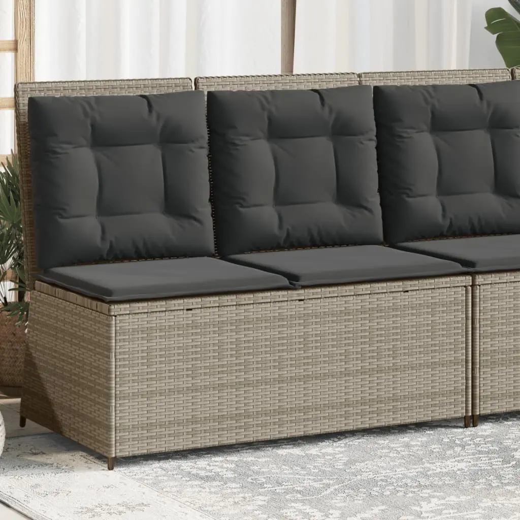 Panca Reclinabile Giardino con Cuscini Grigio Chiaro Polyrattan