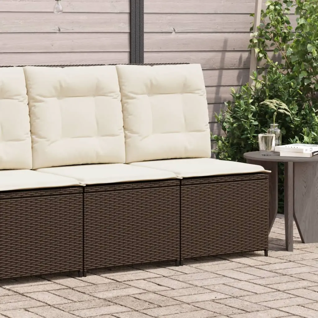 Divano Reclinabile da Giardino con Cuscini Marrone Polyrattan