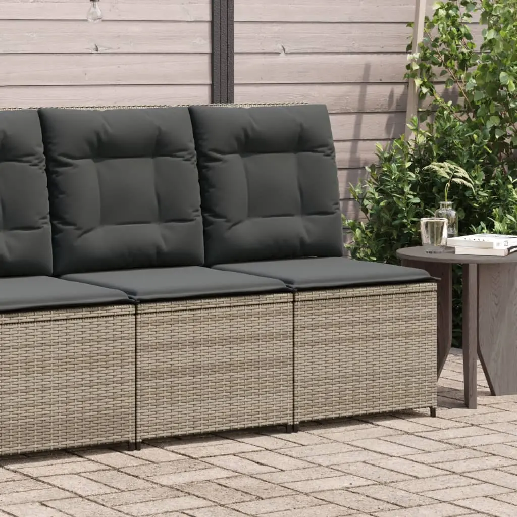 Divano Reclinabile da Giardino con Cuscini Grigio in Polyrattan