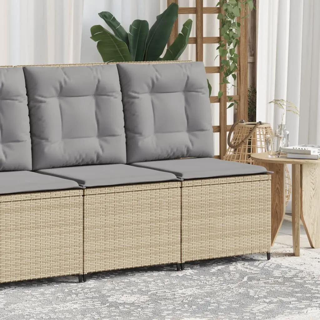 Divano Reclinabile da Giardino con Cuscini Beige in Polyrattan