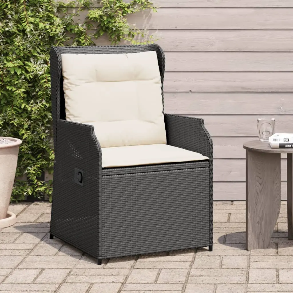 Sedie Reclinabili da Giardino 2 pz con Cuscini Nero Polyrattan