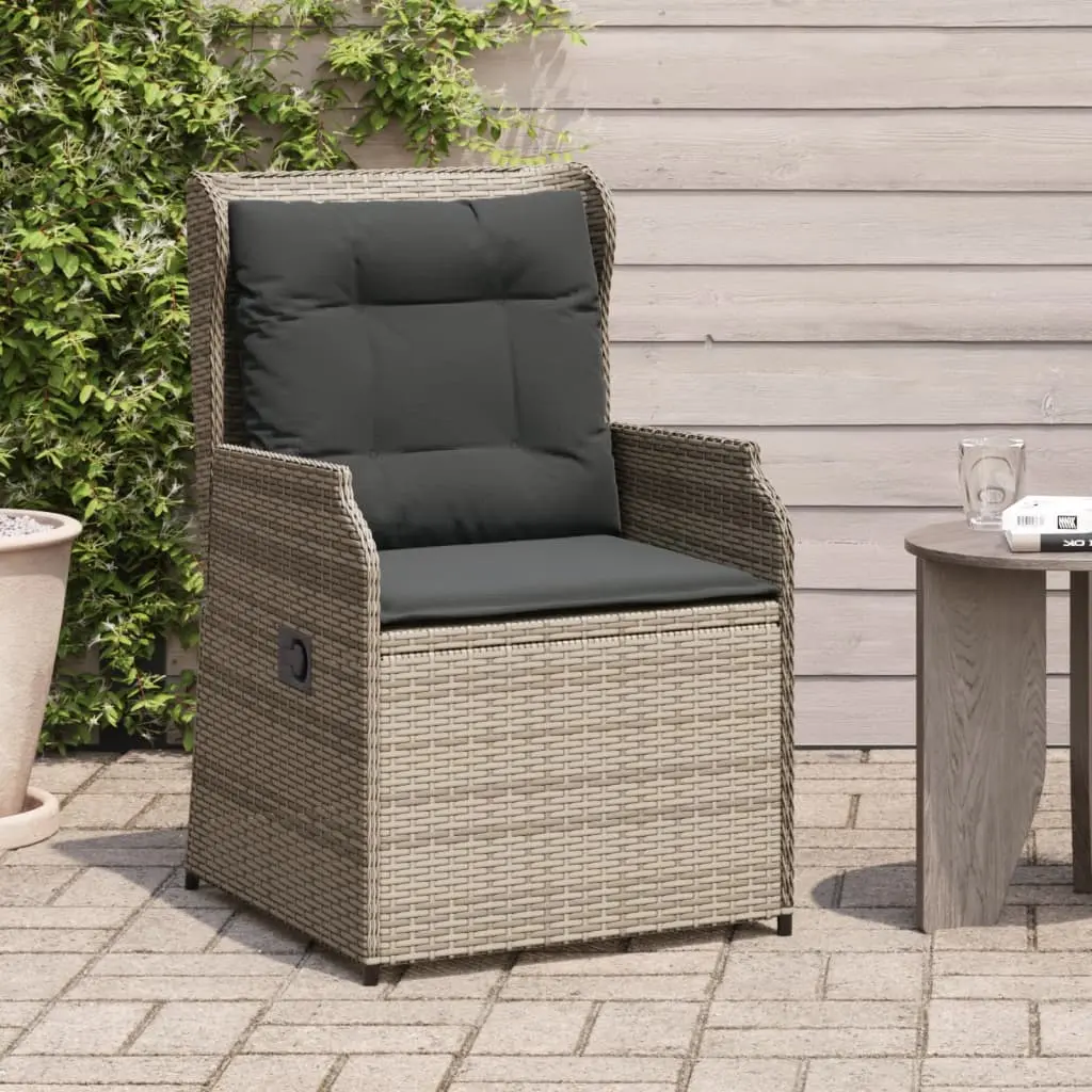 Sedie da Giardino Reclinabili 2 pz e Cuscini Grigio Polyrattan